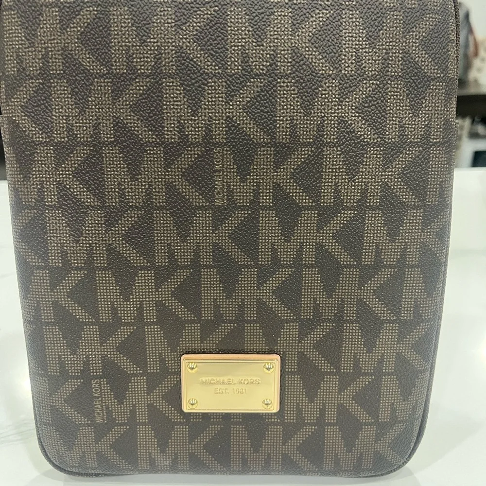Michael Kors Black and Brown Logo Tablet Carrying Case